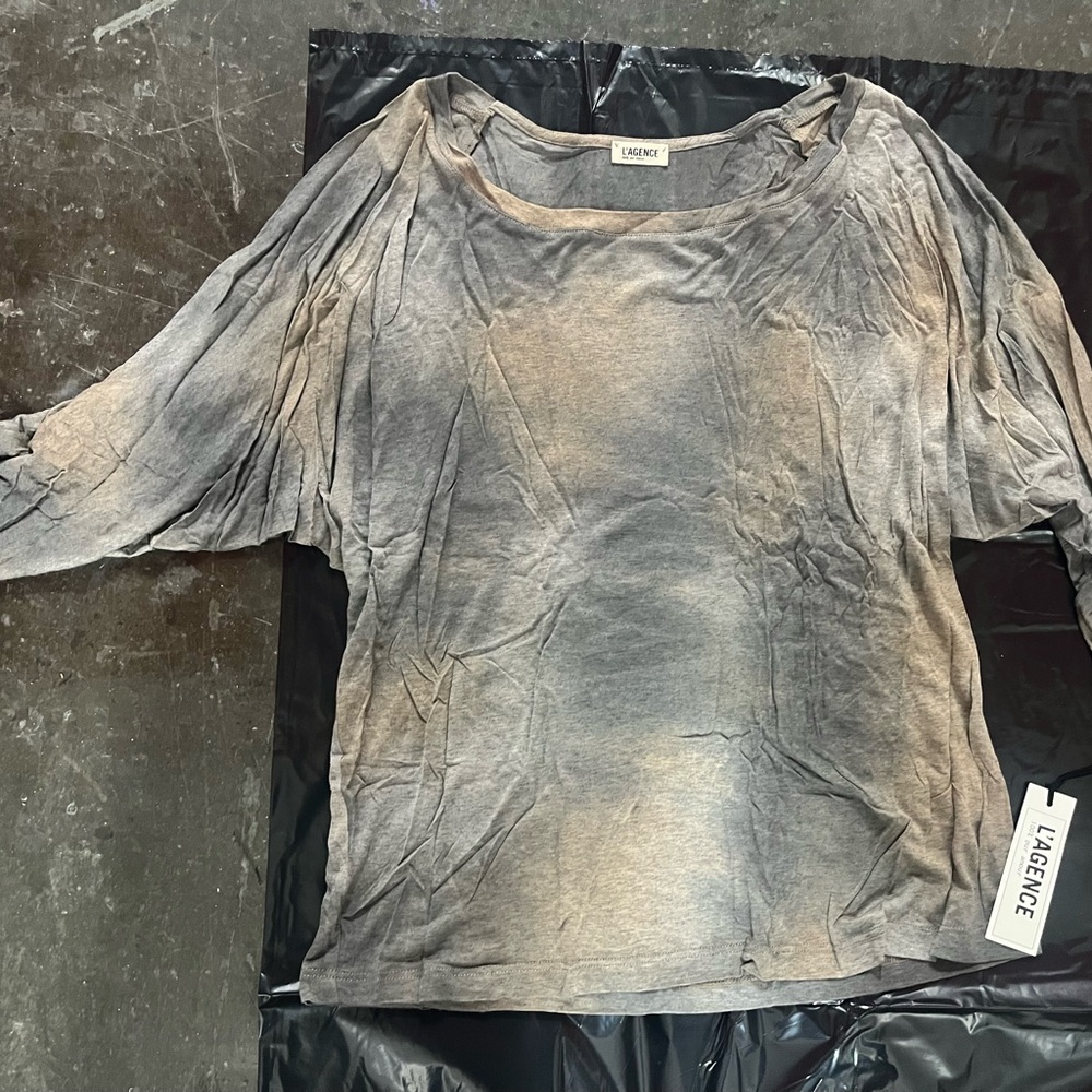 Vintage L'Agence Women's Washed Gray Scoop Neck Top